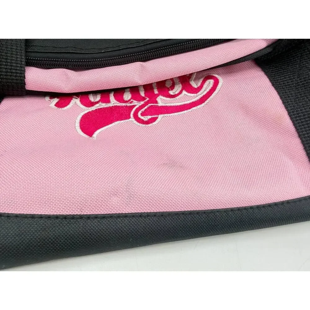 IGC Angel Pink Black Duffle Bag Embroidered Gym Travel Overnight Shoulder Bag